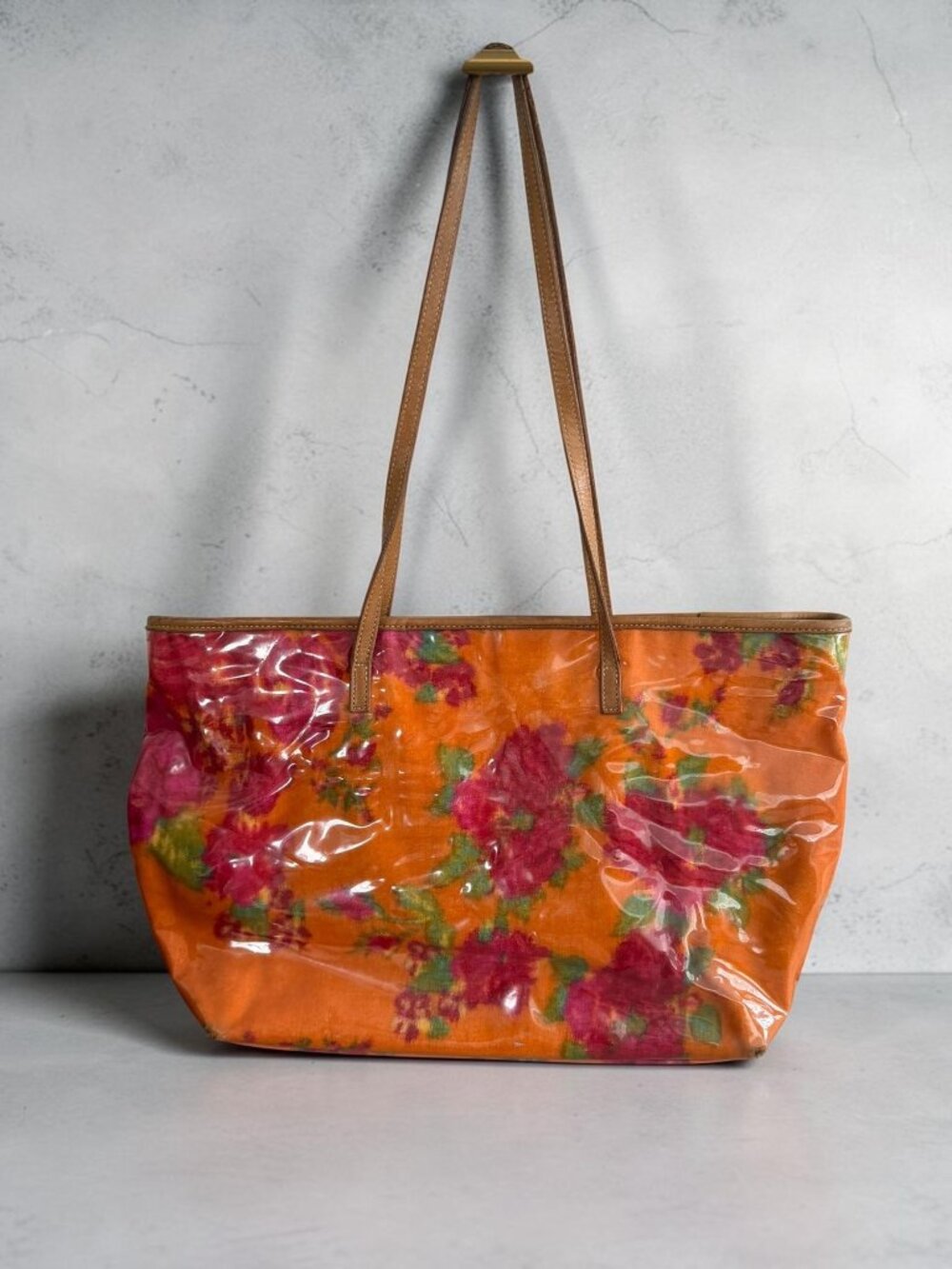 CLEVER CARRIAGE COMPANY Orange Floral Shoulder Tote Bag